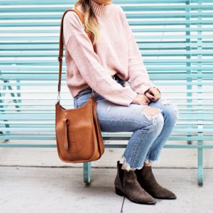 blush chenille sweater with hermes evelyne