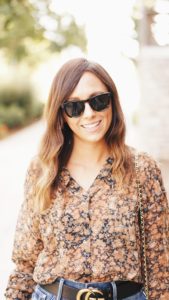 free people floral blouse with celine sunglasses