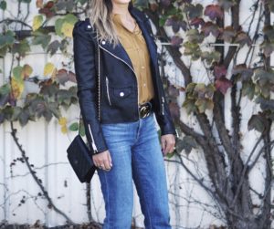 blanknyc easy rider jacket with chanel Woc and mustard blouse