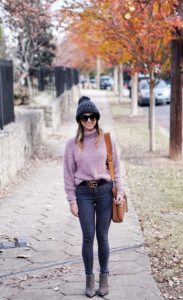 Blush Fuzzy Sweater with hermes evelyne