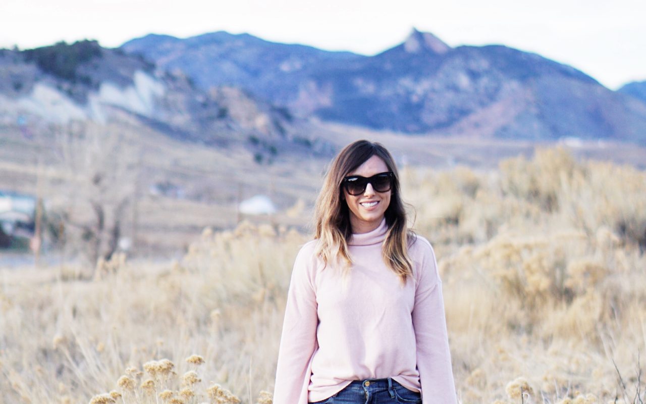 Blush bell sleeve sweater with celine catherine sunglasses