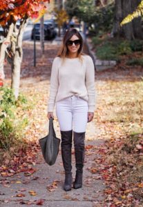white frame denim with cream vince sweater with celine catherine sunglasses