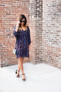 Joie purple paisley dress with celine luca sunglasses