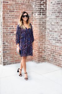 Joie purple paisley dress with celine sunglasses