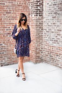 Joie purple paisley dress with chanel woc