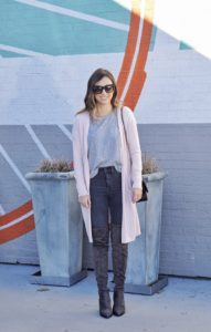 pink long cardigan with celine catherine sunglasses