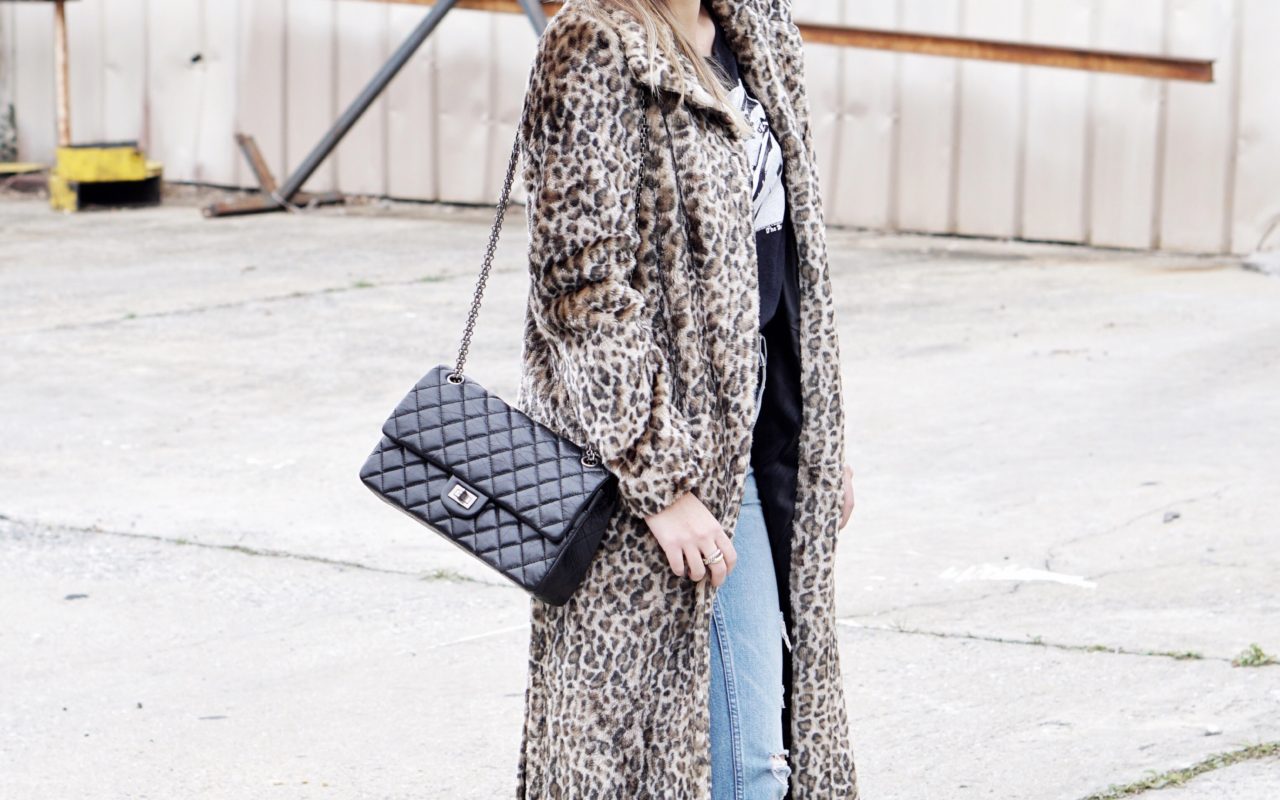 long leopard coat with celine catherine sunglasses