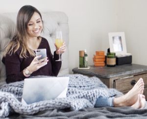 caseapp grey laptop skin with mimosas in bed