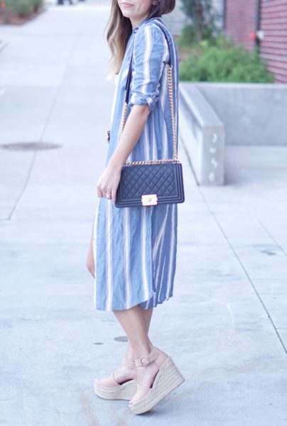 express striped duster with blush marc fisher wedges