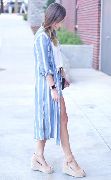 express striped duster with marc fisher wedges