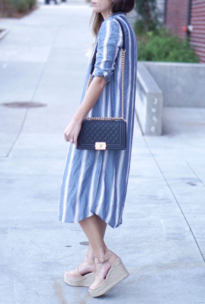 marc fisher wedges with express striped duster