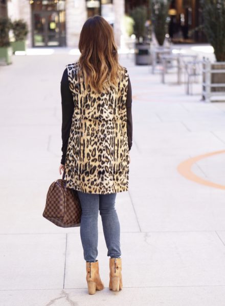 leopard vest with balayage hair