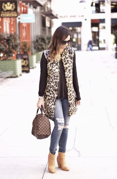 leopard vest with celine catherine sunglasses