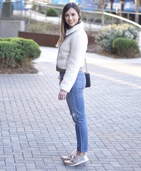 madewell sherpa with levi's denim