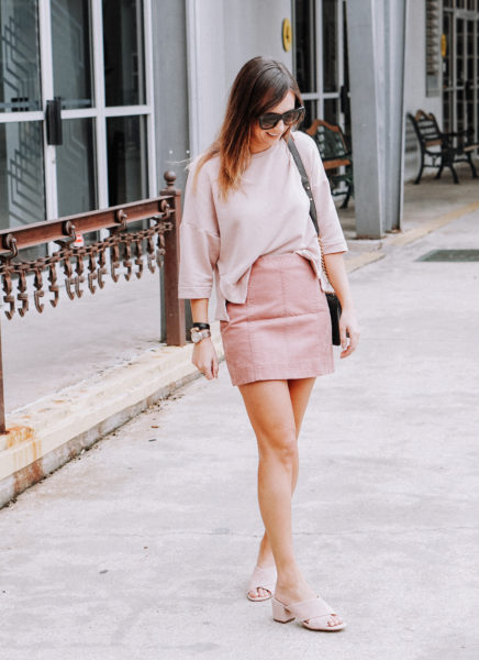 free people blush modern femme skirt with marc fisher blush mules