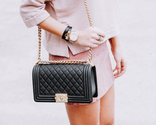 chanel boy bag with hermes rivale bracelet and michele watch