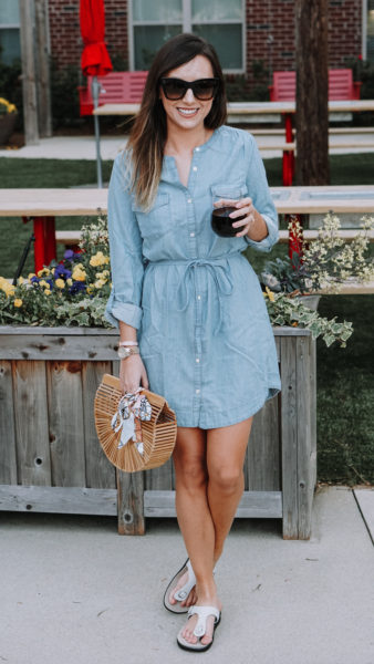 Joie chambray dress with celine catherine sunglasses
