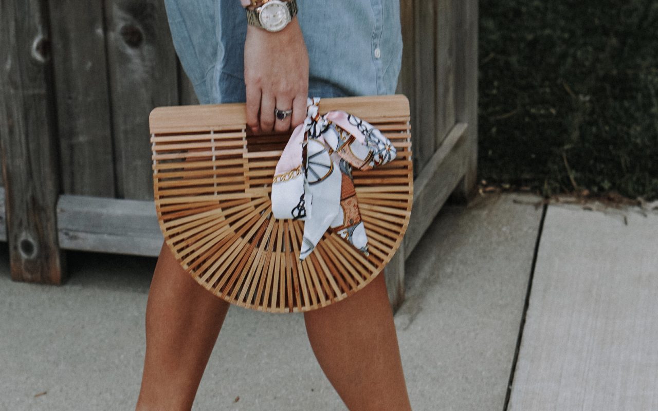 Joie chambray dress with hermes bracelet