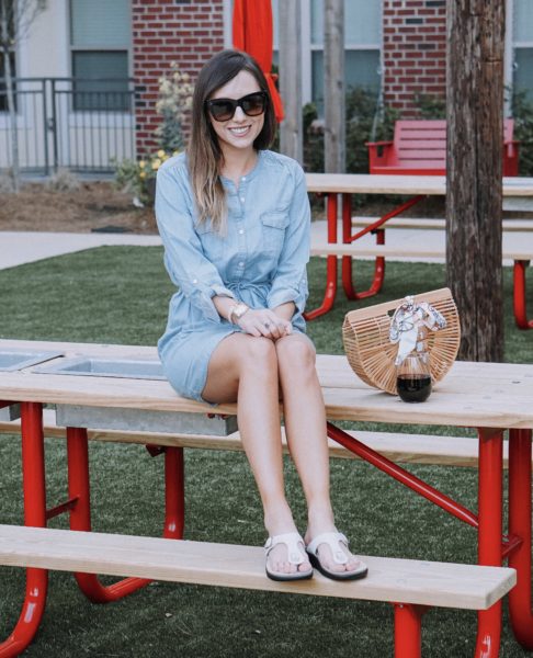 celine catherine sunglasses with Joie chambray dress