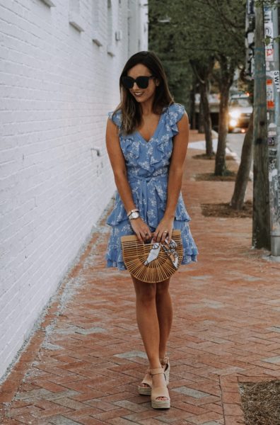 blue parker new york dress with marc fisher wedges