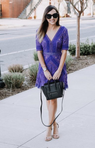 tadashi purple lace dress