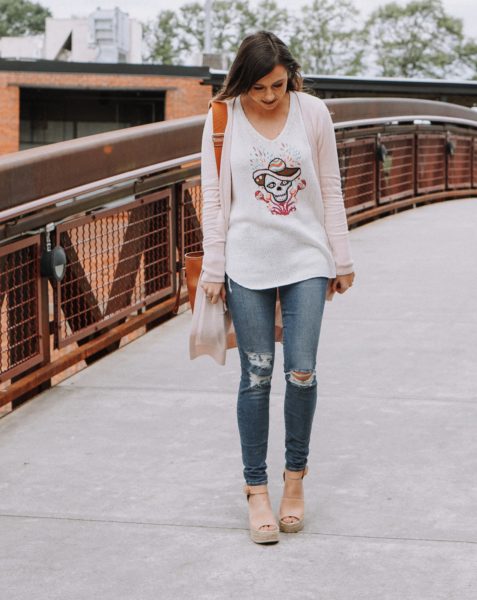 wooden ship knits cinco de mayo sweater with marc fisher pink wedges