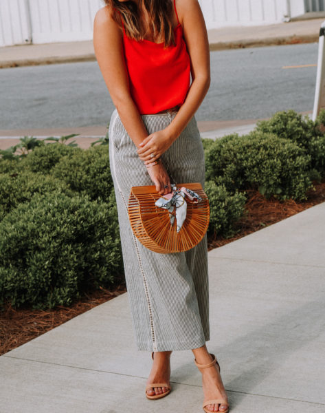 bamboo arc bag with nanette lepore navy stripe culottes