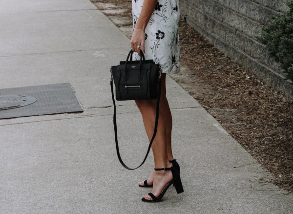 stuart weitzman nearlynude with joie black and white floral dress