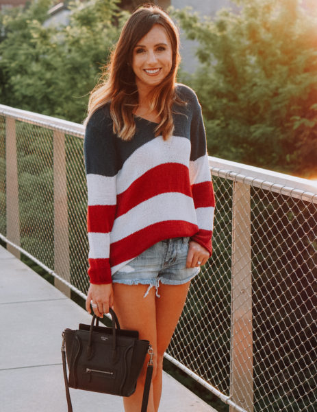 wooden ship knits patriotic sweater with black celine nano