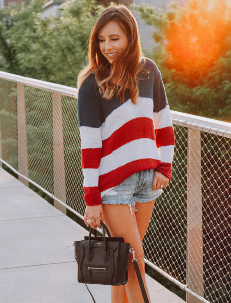 wooden ship knits patriotic sweater with stripe wedges