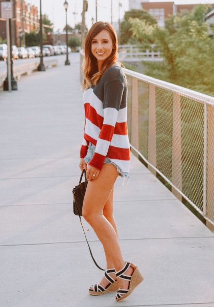 stripe wedges with wooden ship knits patriotic sweater
