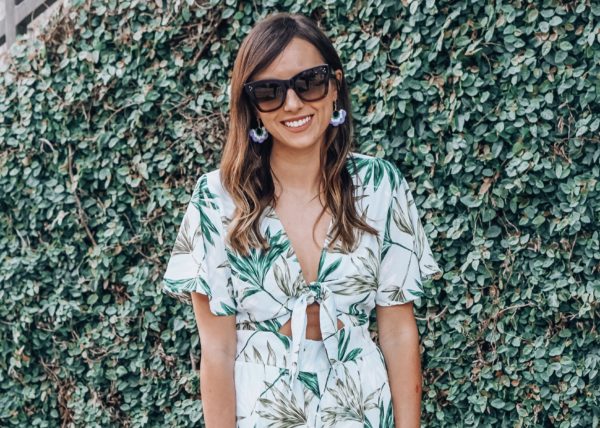 celine catherine sunglasses with palm print cut out romper