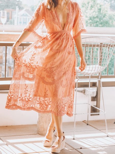 the lotus boutique pink lace dress with marc fisher wedges