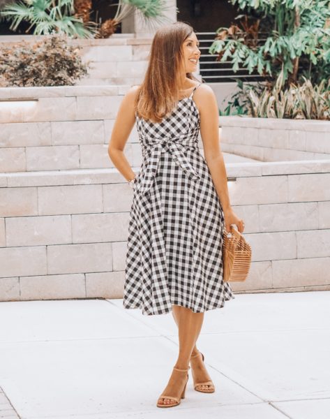 arc bag with chicwish gingham bow dress