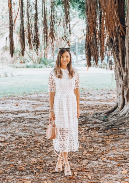 chicwish white lace dress with clare v petite alice