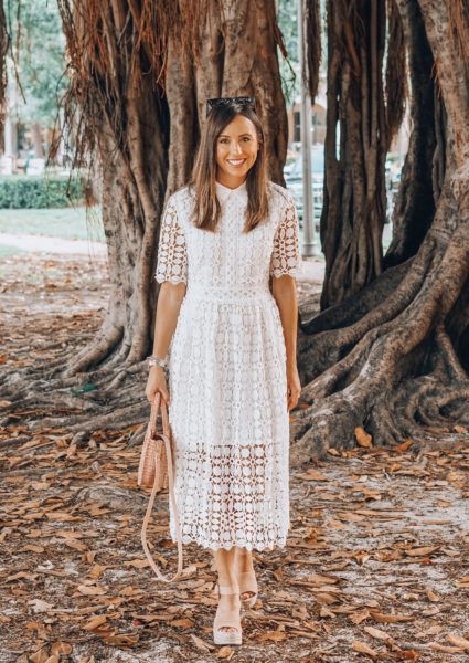 chicwish white lace dress with clare v blush petite alice