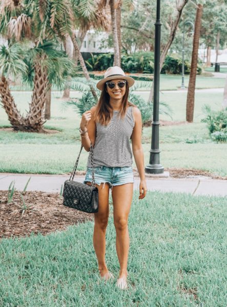 vince navy stripe tank with one teaspoon shorts