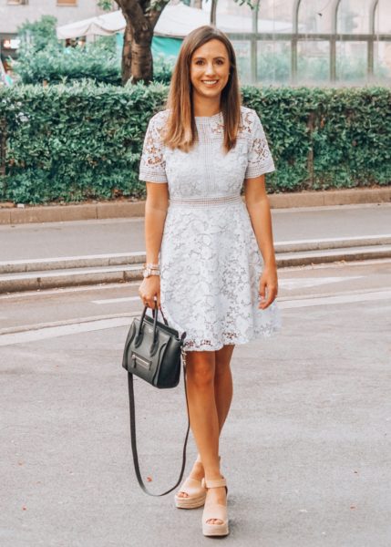 chicwish violet lace dress with celine nano in milan