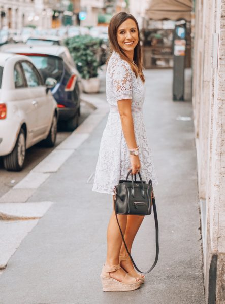 chicwish violet lace dress with celine black nano in milan