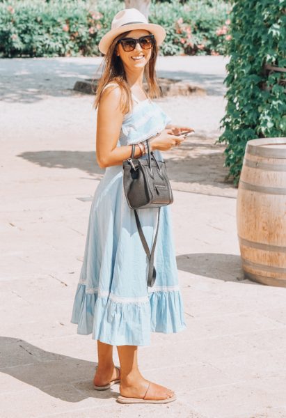 chicwish chambray dress with black celine nano in marseille
