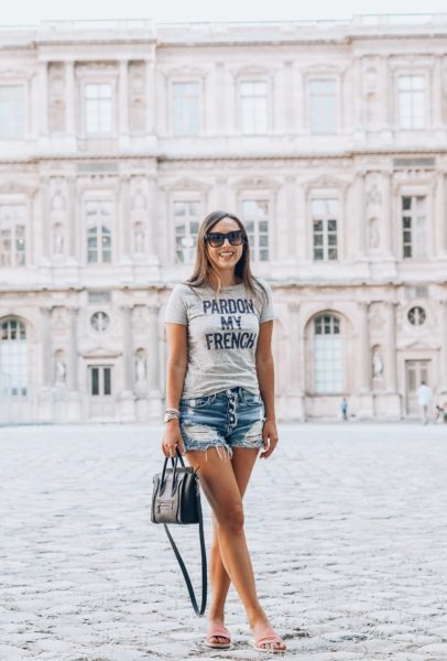 pardon my french tee with celine sunglasses in paris