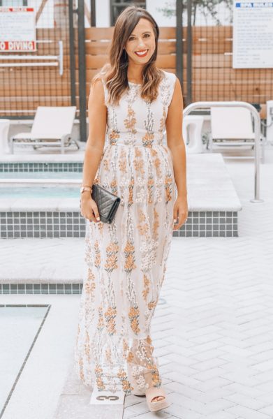 chicwish white lace maxi dress with marc fisher wedges