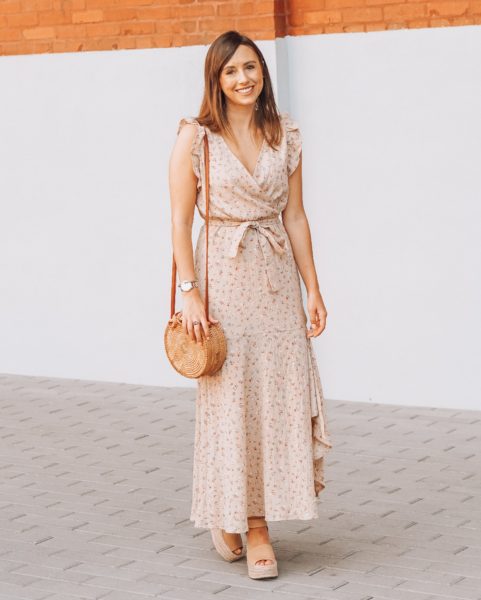 beyond boutique floral maxi with marc fisher wedges