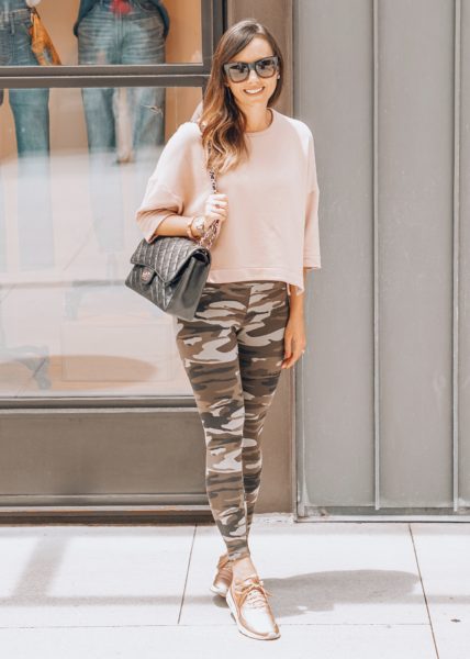 express camo leggings with rose gold nikes