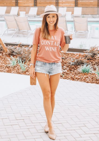 may contain wine tee with one teaspoon shorts