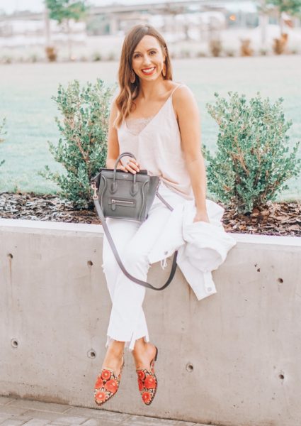 andre assous embroidered mules with free people bandeau cami
