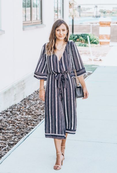 stuart weitzman nearlynude with bishop and young stripe jumpsuit