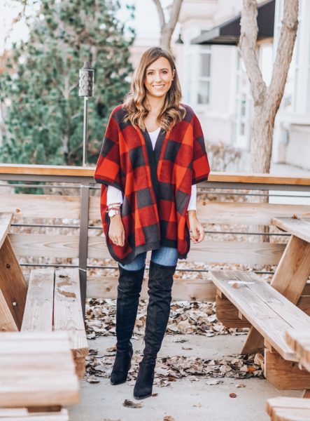Pink Lily open plaid poncho