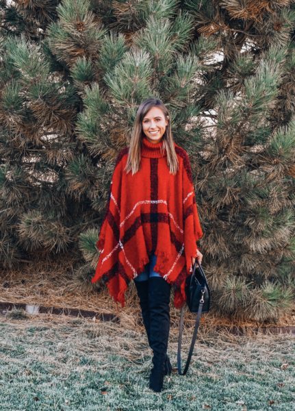 pink lily boutique red plaid poncho