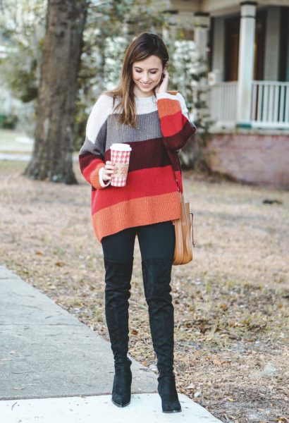 Chicwish Colorful Day Sweater in wine
